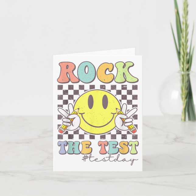 Tarjeta Rock The Test Testing Motivational Teacher (Anverso)