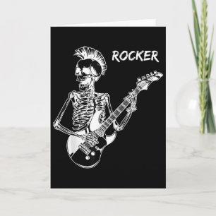 Tarjeta Rocker Esqueleto Guitarrista Skater Genial Hallowe