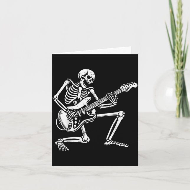 Tarjeta Rocker Skeleton Electric Guitar Rock Music Men Boy (Anverso)