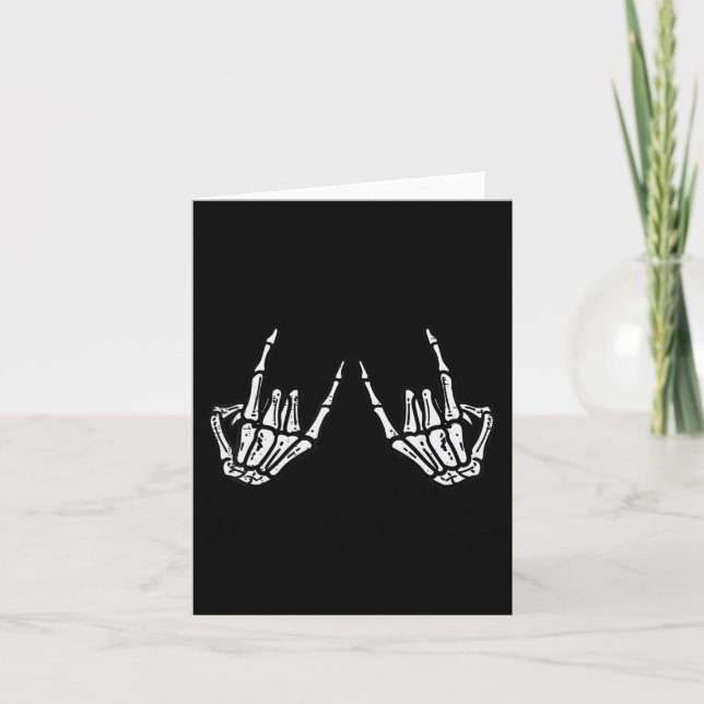 Tarjeta Rocker Skeleton Hand Rock On Costume Funny Hallowe (Anverso)