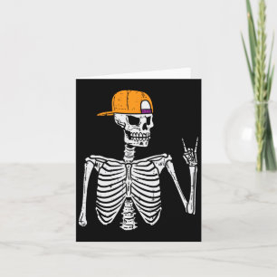 Tarjeta Rocker Skeleton Rock Hand Rótulo Halloween Costume