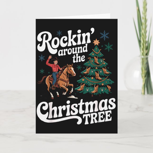 Tarjeta Rockin’ Around The Cowboy Christmas Tree Western X (Anverso)