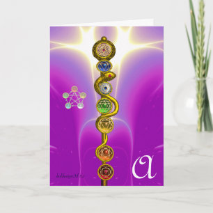 TARJETA ROD DE ASCLEPIUS 7 CHAKRAS,YOGA ,ENERGÍA ESPIRITUA