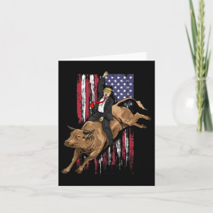 Tarjeta Rodeo Bull Rider Trump Bandera Americana Cowboy Bu