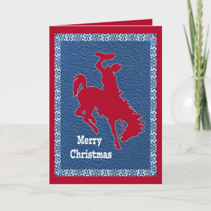 Tarjeta Rodeo occidental de cowboy Rider Bronc Faux Leathe