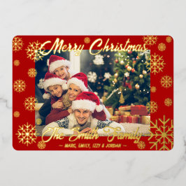 Tarjeta roja a los Navidades de copos de nieve del