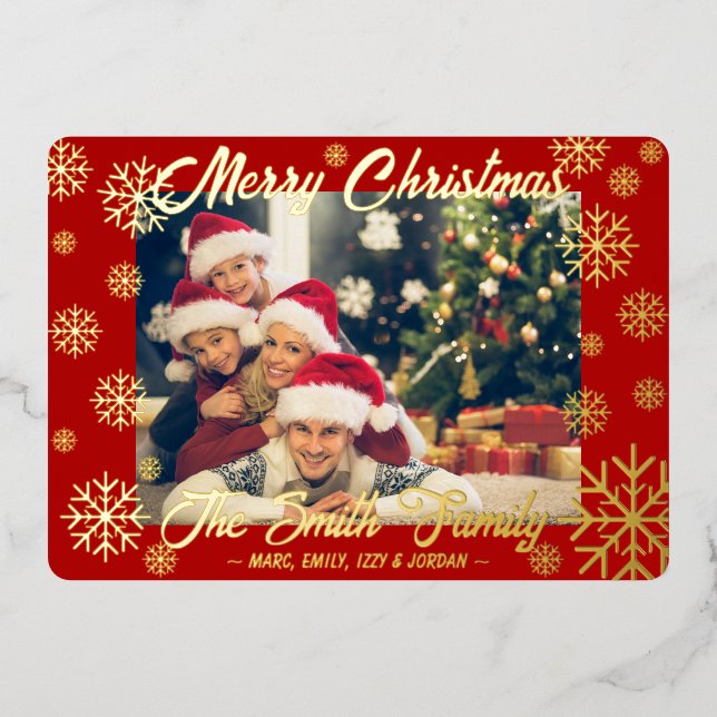 Tarjeta roja a los Navidades de copos de nieve del (Anverso)