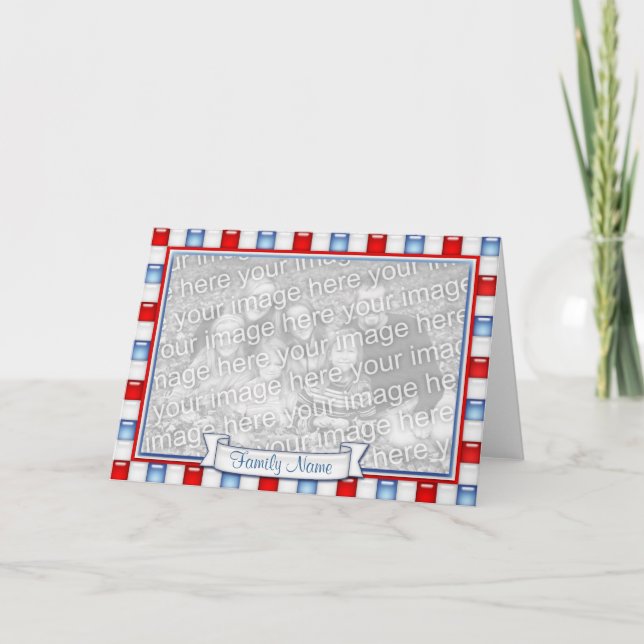 Tarjeta roja, blanca y azul patriótica del marco (Anverso)
