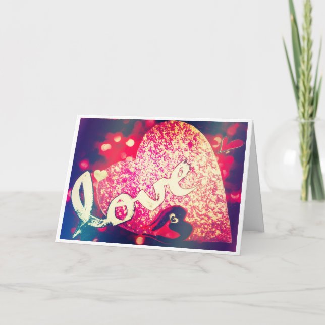 Tarjeta roja brillante del corazón te amo (Anverso)