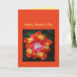 Tarjeta roja caliente hibiscus para el día de la m