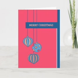 Tarjeta roja de bolas de Navidad retro