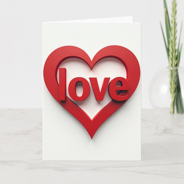 Tarjeta Roja de Corazón 3D de Amor (Anverso)
