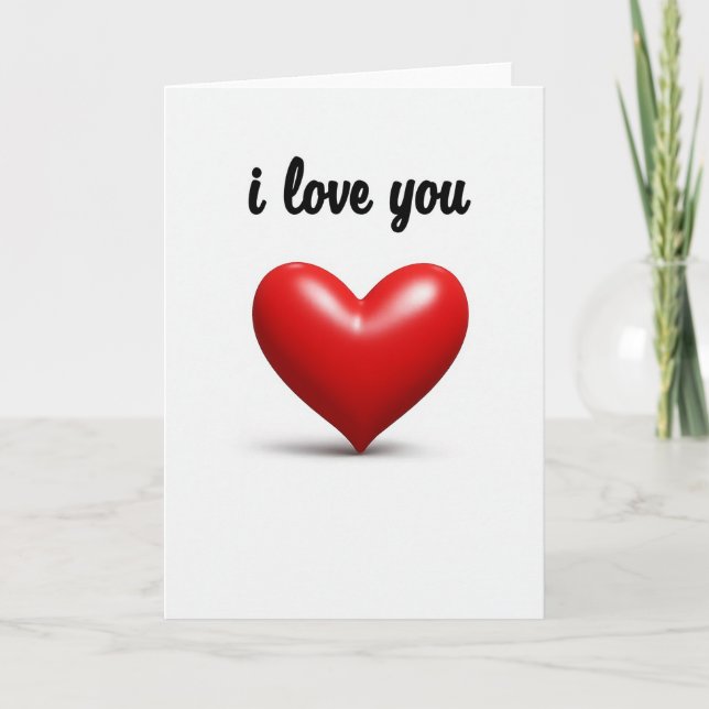 Tarjeta Roja de Corazón 3D 'Te Amo' (Anverso)