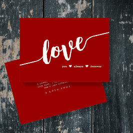 Tarjeta roja de escritura "Te amo siempre para sie