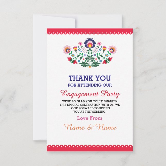 Tarjeta Roja de Fiesta de Boda de Agradecimiento M (Anverso)