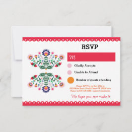 Tarjeta Roja de Fiesta Mexicana de RSVP Boda