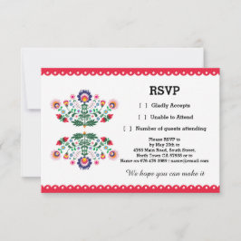 Tarjeta Roja de Fiesta Mexicana de RSVP Boda Fiest