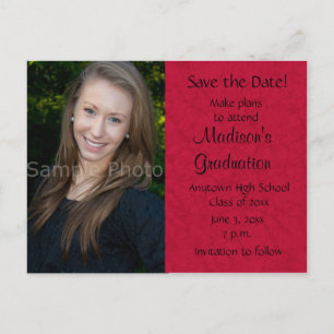 Tarjeta roja de graduación con foto personalizada 