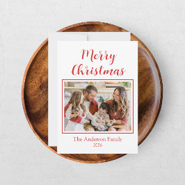 Tarjeta Roja de Navidad Festiva y Casual con Foto