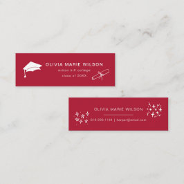 Tarjeta roja de nombre de icono de graduación mini