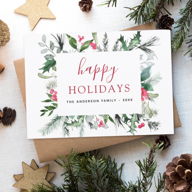 Tarjeta roja de verde para Navidades de vacaciones (Subido por el creador)