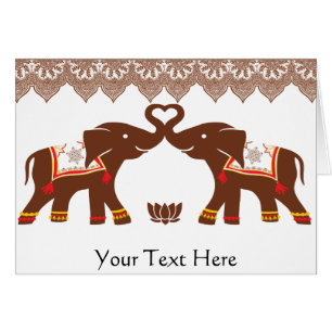 Tarjeta roja del amor del elefante de la alheña