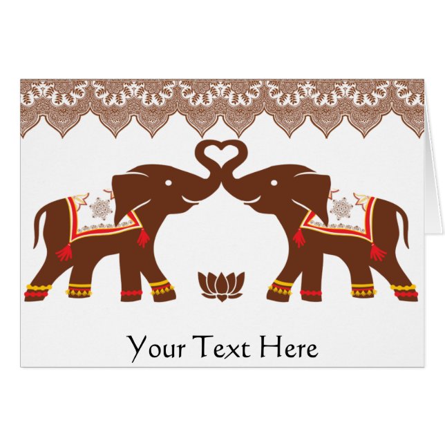 Tarjeta roja del amor del elefante de la alheña (Anverso (Horizontal))