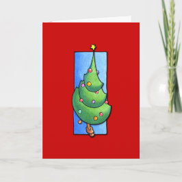 Tarjeta roja del árbol de Navidad