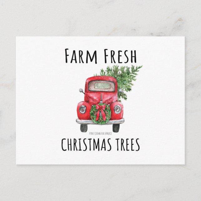 Tarjeta roja del camión del navidad moderno del (Anverso)