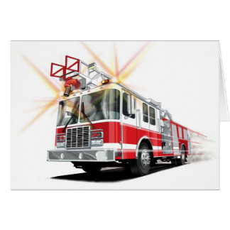 Tarjeta roja del coche de bomberos de los niños