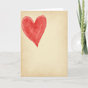 Tarjeta Roja del Corazón Hecha a Mano