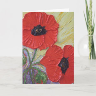 Tarjeta roja del día de dos madres de las amapolas