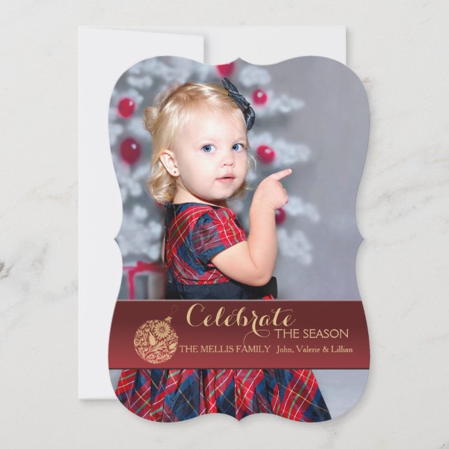 Tarjeta roja del día de fiesta de la foto del (Anverso)