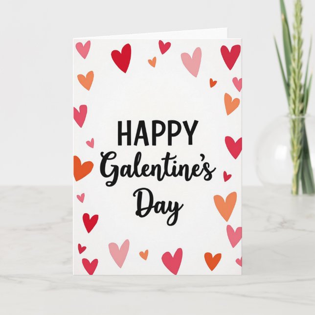 Tarjeta Roja del Día de Galentines Feliz (Anverso)