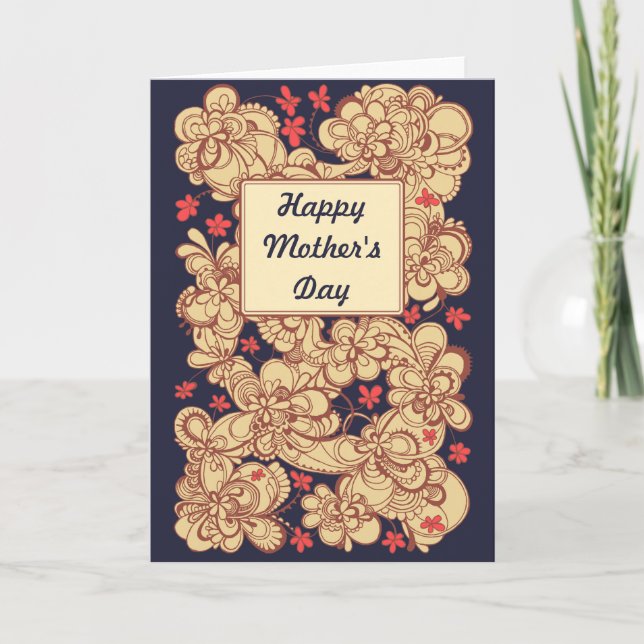 Tarjeta roja del día de madre del dibujo de Brown (Anverso)