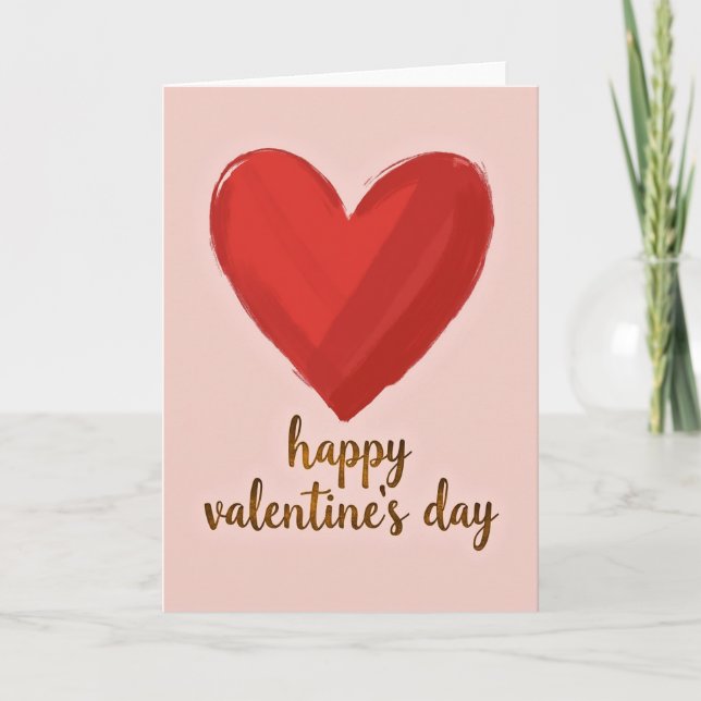 Tarjeta Roja del Día de San Valentín con Corazón F (Anverso)