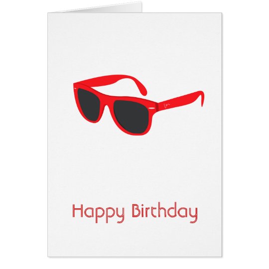 Tarjeta roja del feliz cumpleaños de las gafas de