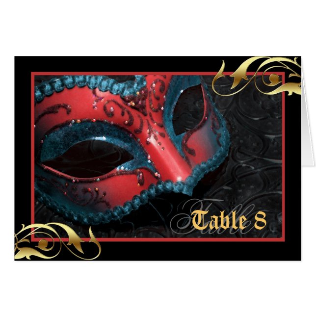 Tarjeta roja del número de la tabla de la máscara (Anverso (Horizontal))