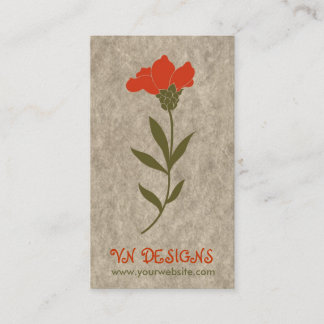 Tarjeta roja del perfil de la flor