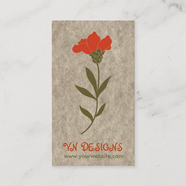 Tarjeta roja del perfil de la flor (Anverso)