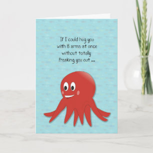 Tarjeta roja del pulpo de la tarjeta del día de