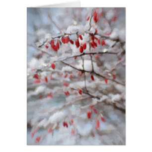 Tarjeta roja hivernal de las bayas