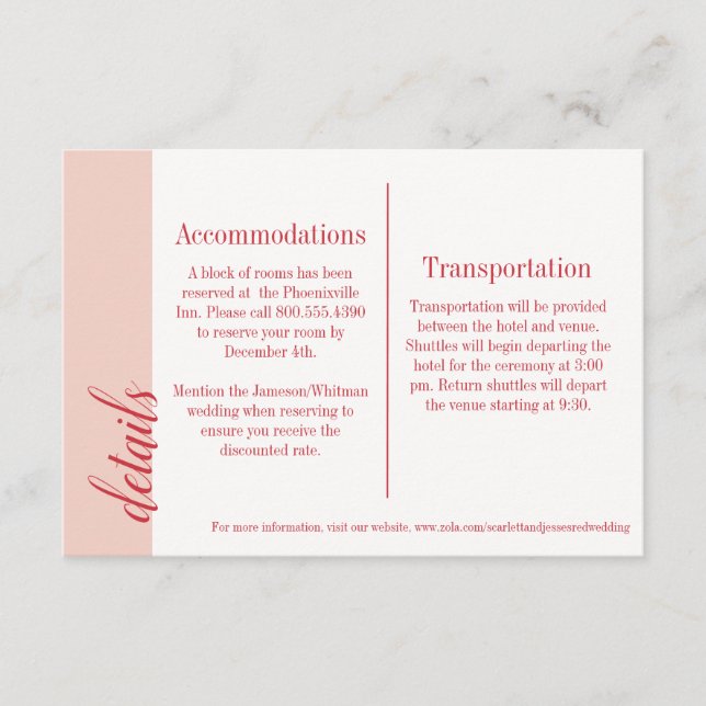 Tarjeta Roja Insertar, Boda de Caroline (Anverso)