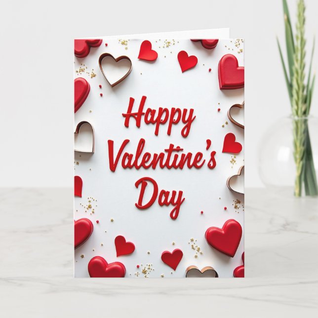 Tarjeta Roja Moderna del Día de San Valentín con C (Anverso)