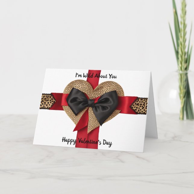 Tarjeta Roja Negra de San Valentín con Corazón de  (Anverso)