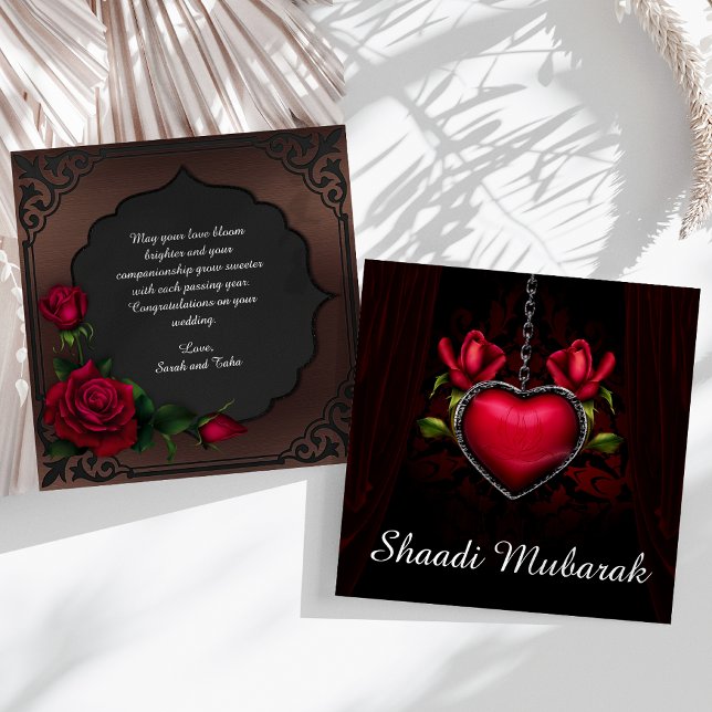 Tarjeta Roja Romántica de Corazón y Rosas Shaadi M (Subido por el creador)