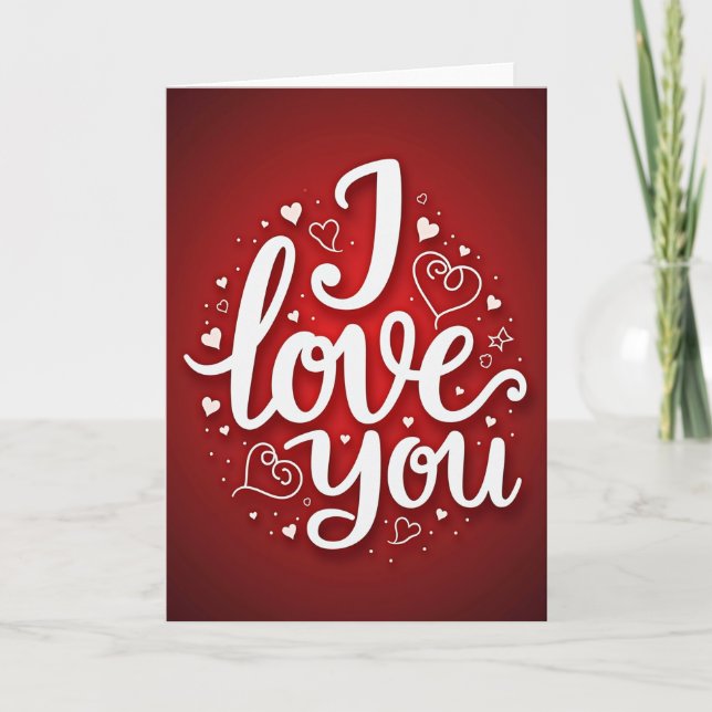 Tarjeta Roja Romántica de Corazones 'Te Amo' (Anverso)