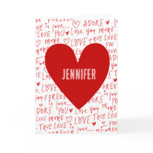 Tarjeta Roja Romántica del Día de San Valentín Per