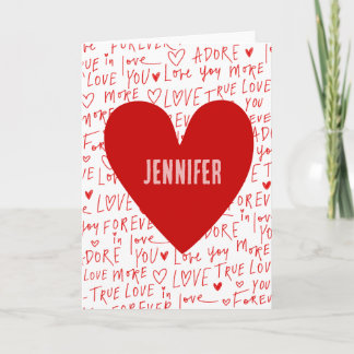 Tarjeta Roja Romántica del Día de San Valentín Per