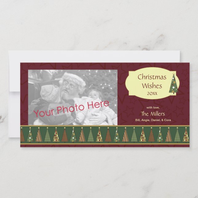 Tarjeta roja y verde acogedora de la foto del (Anverso)